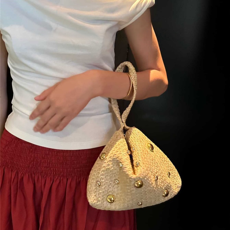 Women'S Raffia Bags - Треугольная плетеная сумка-клатч из соломки с